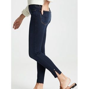 Le High Skinny Raw Edge Slit Rivet Jeans